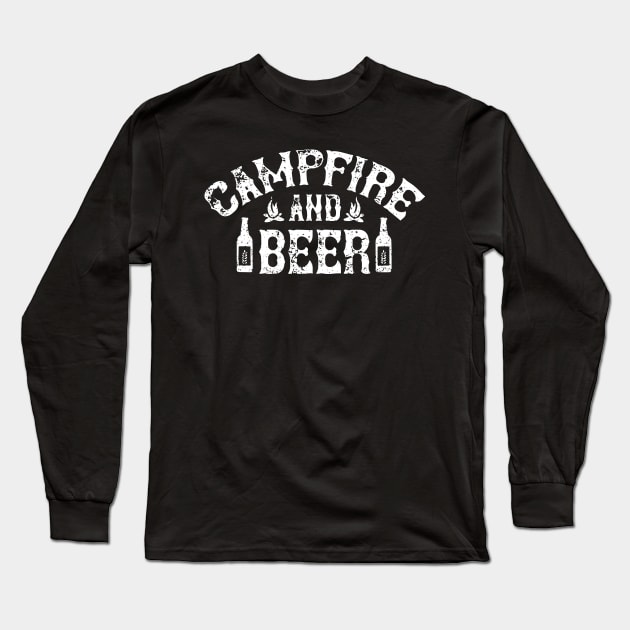 Campfire And Beer Camping Long Sleeve T-Shirt by ZimBom Designer